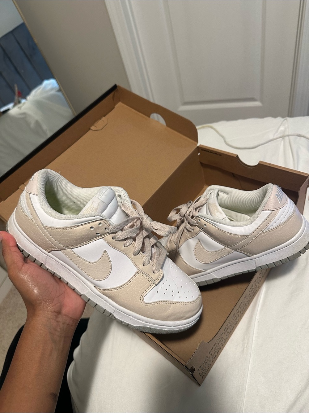 Nike Women’s Dunk Sneakers in White and Beige